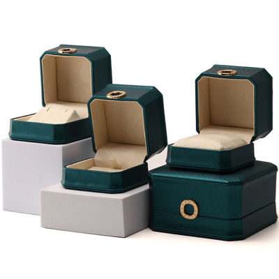 Buy Dark Green Octagonal PU Leather Jewelry Packaging Box with Ring Ornament online manufacture