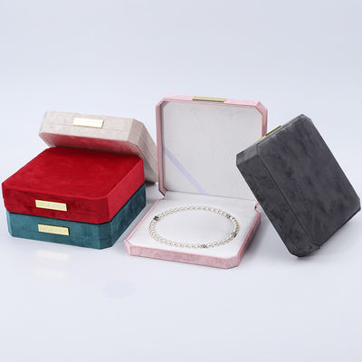 Soft Touch Multi Color Velvet Pearl Necklace Storage Box With Golden Scutcheon
