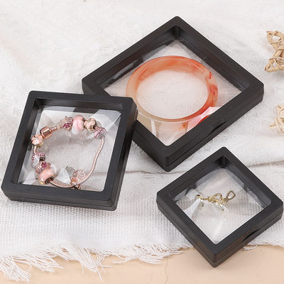Black Luxury Jewelry Display Cases Plastic Protective Box With PE Film For Jewelry