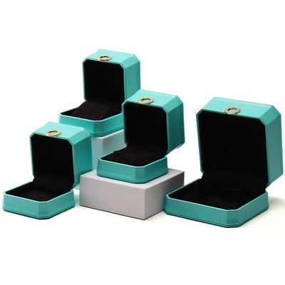 Buy Octagonal Cyan Ring Ornament PU Leather Jewelry Luxury Packaging Box Organizer online manufacture