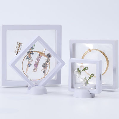 Plain White PE Membrane Suspension Box Plastic Floating Jewelry Case Transparent