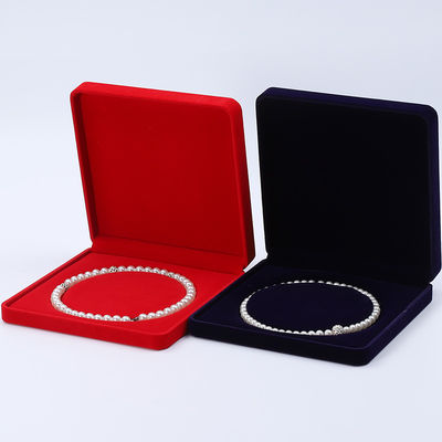 Buy Custom Shape Sleek Soft Velvet Jewelry Box , Pearl Necklace Storage Jewelry Set Box online manufacture