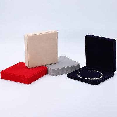 Custom Shape Sleek Soft Velvet Jewelry Box , Pearl Necklace Storage Jewelry Set Box