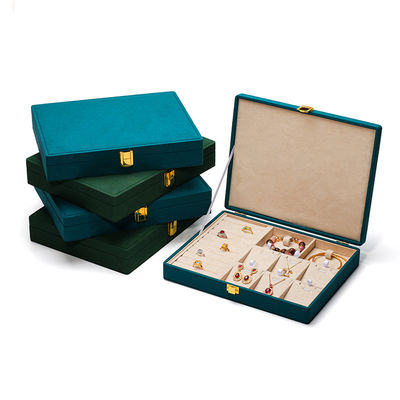 Spacious Space Velvet Jewellery Box Multiple Cells Jewelry Display Box Custom Logo