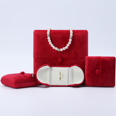 China Manufacturing wholesale Luxury Jewellery Box packaging Custom high end Necklace Bracelet Earrings Ring Packaging double door Velvet red Jewelry Box with logo