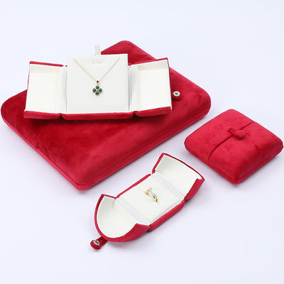 China Manufacturing wholesale Luxury Jewellery Box packaging Custom high end Necklace Bracelet Earrings Ring Packaging double door Velvet red Jewelry Box with logo