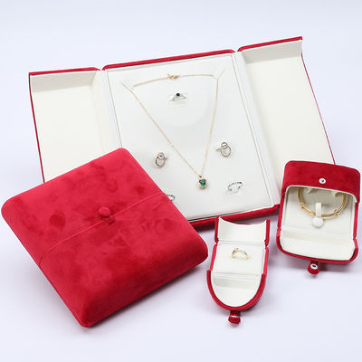 China Manufacturing wholesale Luxury Jewellery Box packaging Custom high end Necklace Bracelet Earrings Ring Packaging double door Velvet red Jewelry Box with logo