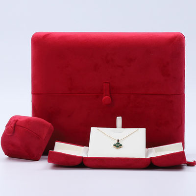 China Manufacturing wholesale Luxury Jewellery Box packaging Custom high end Necklace Bracelet Earrings Ring Packaging double door Velvet red Jewelry Box with logo