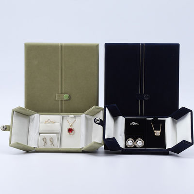 Multi Function Custom Branded Velvet Jewellery Case Packaging With Button Closure