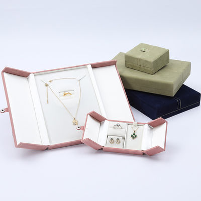 Multi Function Custom Branded Velvet Jewellery Case Packaging With Button Closure