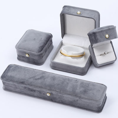 Buy Grey Round Corner Pearl Ornament Velvet Jewelry Box Luxury Jewellry Packaging Box online manufacture