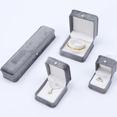 Grey Round Corner Pearl Ornament Velvet Jewelry Box Luxury Jewellry Packaging Box