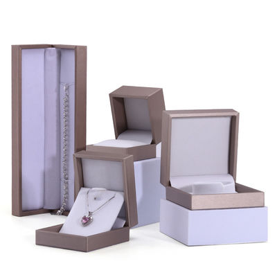 Buy Khaki Brush Finishing Faux Leather Jewelry Luxury Packaging Box Set Velvet Lining online manufacture