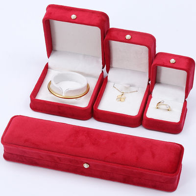 Buy Red Soft Velvet Jewelry Box Luxury Packaging Box Set for Ring Pendant Bracelet online manufacture