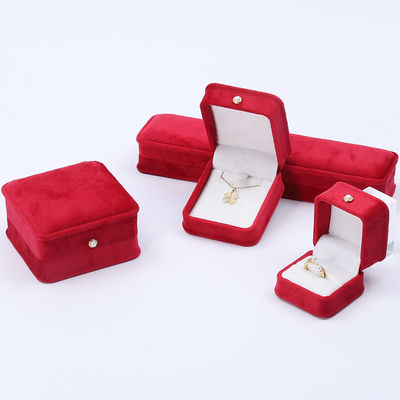 Wholesale Manufacturing Luxury velvet Jewellery packaging Box Custom logo Necklace Bracelet Earrings Ring Packaging red Velvet Jewelry Box