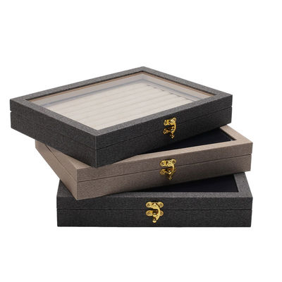 Flip Open PU Leather Jewelry Display Box Multiple Compartments with Mirror