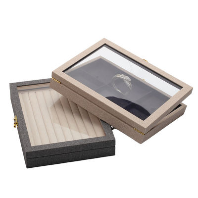 Flip Open PU Leather Jewelry Display Box Multiple Compartments with Mirror