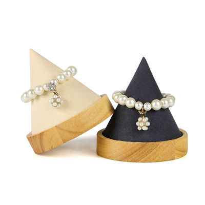 Wooden Cone Shaped Jewelry Display Stand for Bracelet Bangle Watch Exhibition