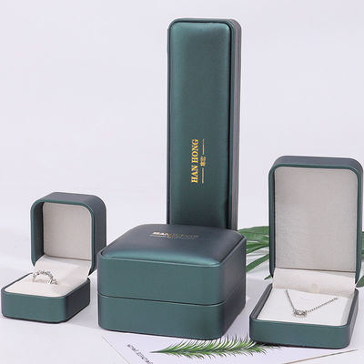 Buy Dark Green Convex Faux Leather Jewelry Storage Box Luxury Organizer Packaging online manufacture
