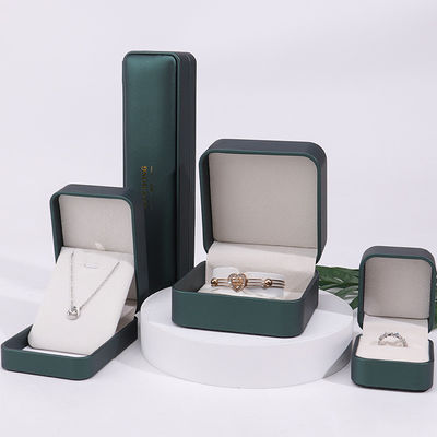 Dark Green Convex Faux Leather Jewelry Storage Box Luxury Organizer Packaging
