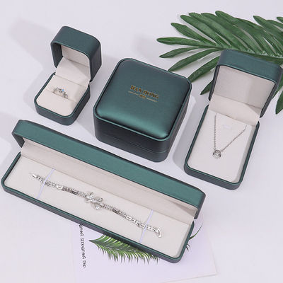 Dark Green Convex Faux Leather Jewelry Storage Box Luxury Organizer Packaging