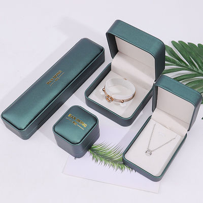 Dark Green Convex Faux Leather Jewelry Storage Box Luxury Organizer Packaging