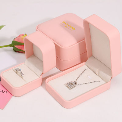 Wholesale manufacturing Premium Jewellery Box packaging Personalized Custom logo Necklace Bracelet Earrings Ring Packaging Pink Leather Jewelry Box