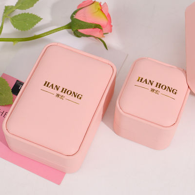 Wholesale manufacturing Premium Jewellery Box packaging Personalized Custom logo Necklace Bracelet Earrings Ring Packaging Pink Leather Jewelry Box