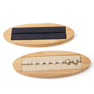 Oval Discreet Wooden Jewelry Display Plate Props For Ear Studs Rings Exhibition