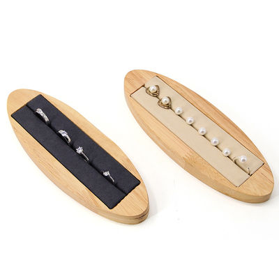 Oval Discreet Wooden Jewelry Display Plate Props For Ear Studs Rings Exhibition