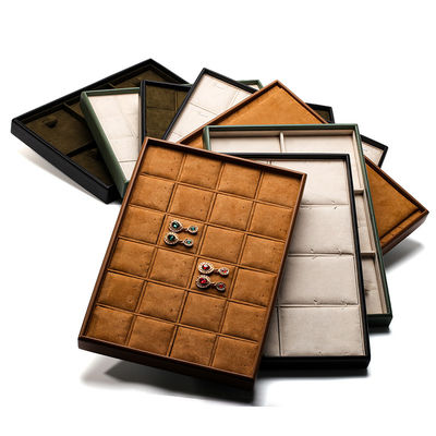 Large Capacity Practical PU Leather Jewelry Exhibition Props Luxury Display Tray
