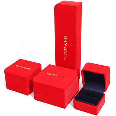 Buy Red Arc Diamond-Shaped PU Leather Jewelry Box Velvet Lining for Luxury Packaging online manufacture