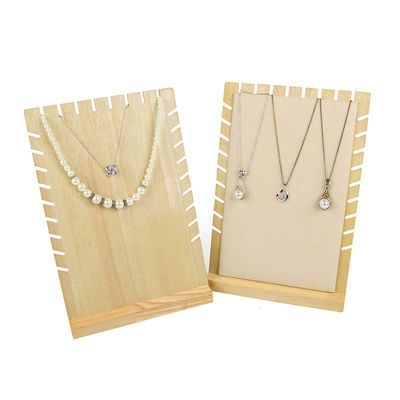 Notched-Edge Wooden Pendant Display Panel Stand Necklace Exhibition Holder
