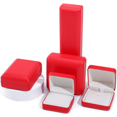 Buy Red Convex Roof PU Leather Luxury Jewelry Box Set with Snow Grain Velvet Lining online manufacture