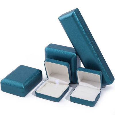 Peacock Blue Snow Grain PU Leather Jewelry Box , Luxury Jewelry Set Gift Box OEM