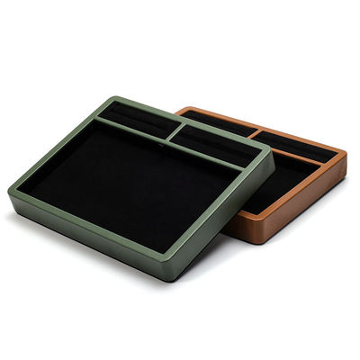 Multi-Compartments PU Leather Jewelry Display Plate for Ring Pendant Ear Studs