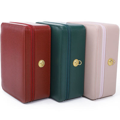Ring-Pull Ornament PU Leather Travel Jewelry Organizer Multi-Cells Zipper Box