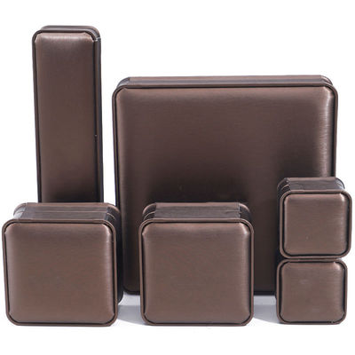 Coffee Arc-Shaped PU Leather Jewelry Box Package for Pendant Ear Ring Packaging