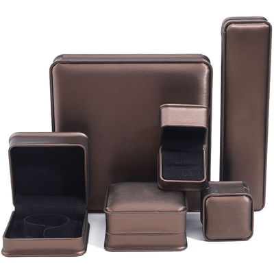 Coffee Arc-Shaped PU Leather Jewelry Box Package for Pendant Ear Ring Packaging