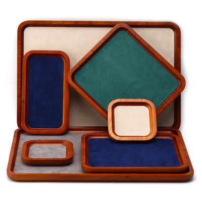 Multi Color Lining Solid Wood Jewelry Display Tray For Ring Bracelet Pendant Exhibition
