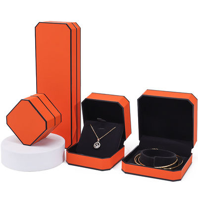 Buy Octagonal Orange Black Border PU Leather Jewelry Box Set for Luxury Packaging online manufacture