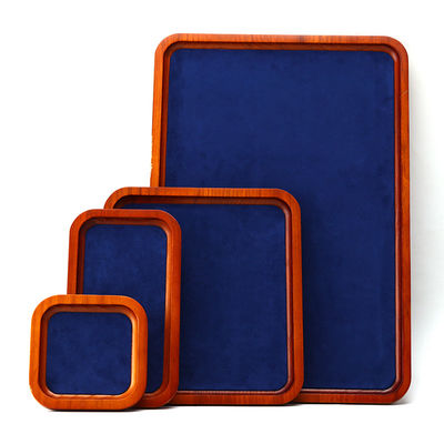 Solid Wood Luxury Jewelry Display Props Navy Super Fiber Lining for Jewelry Exhibition
