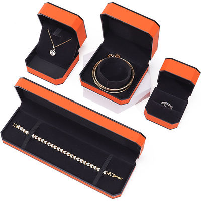Octagonal Orange Black Border PU Leather Jewelry Box Set for Luxury Packaging