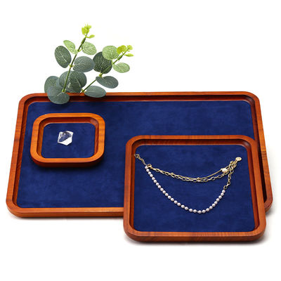 Solid Wood Luxury Jewelry Display Props Navy Super Fiber Lining for Jewelry Exhibition