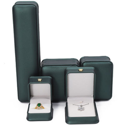 Crown Ornament Round-Corner PU Leather Jewelry Storage Box Set for Pendant Rings