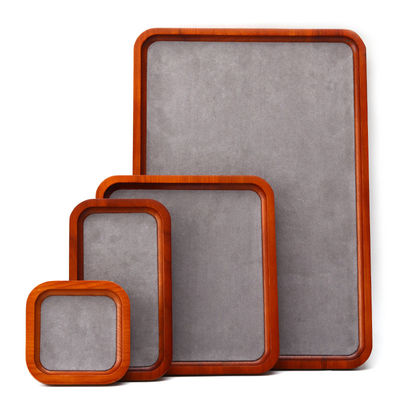 Red Edge Wooden Jewelry Display Props Super Fiber Lining Exhibition Display Trays