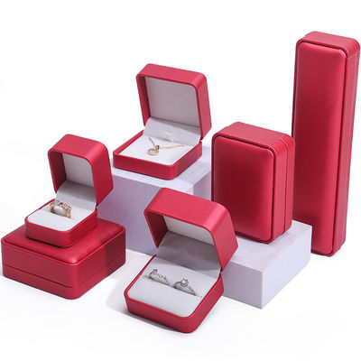 Buy Noble Red PU Leather Luxury Jewelry Packaging Box Set with Soft Velvet Lining online manufacture