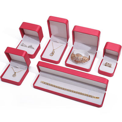 Noble Red PU Leather Luxury Jewelry Packaging Box Set with Soft Velvet Lining