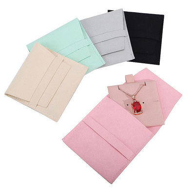 Soft Touch Microfiber Jewelry Storage Pouch with Removable Divider for Earrings