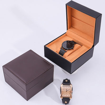 Stylish Soft Lining PU Leather Watch Storage Box With Inner Jewelry Pocket